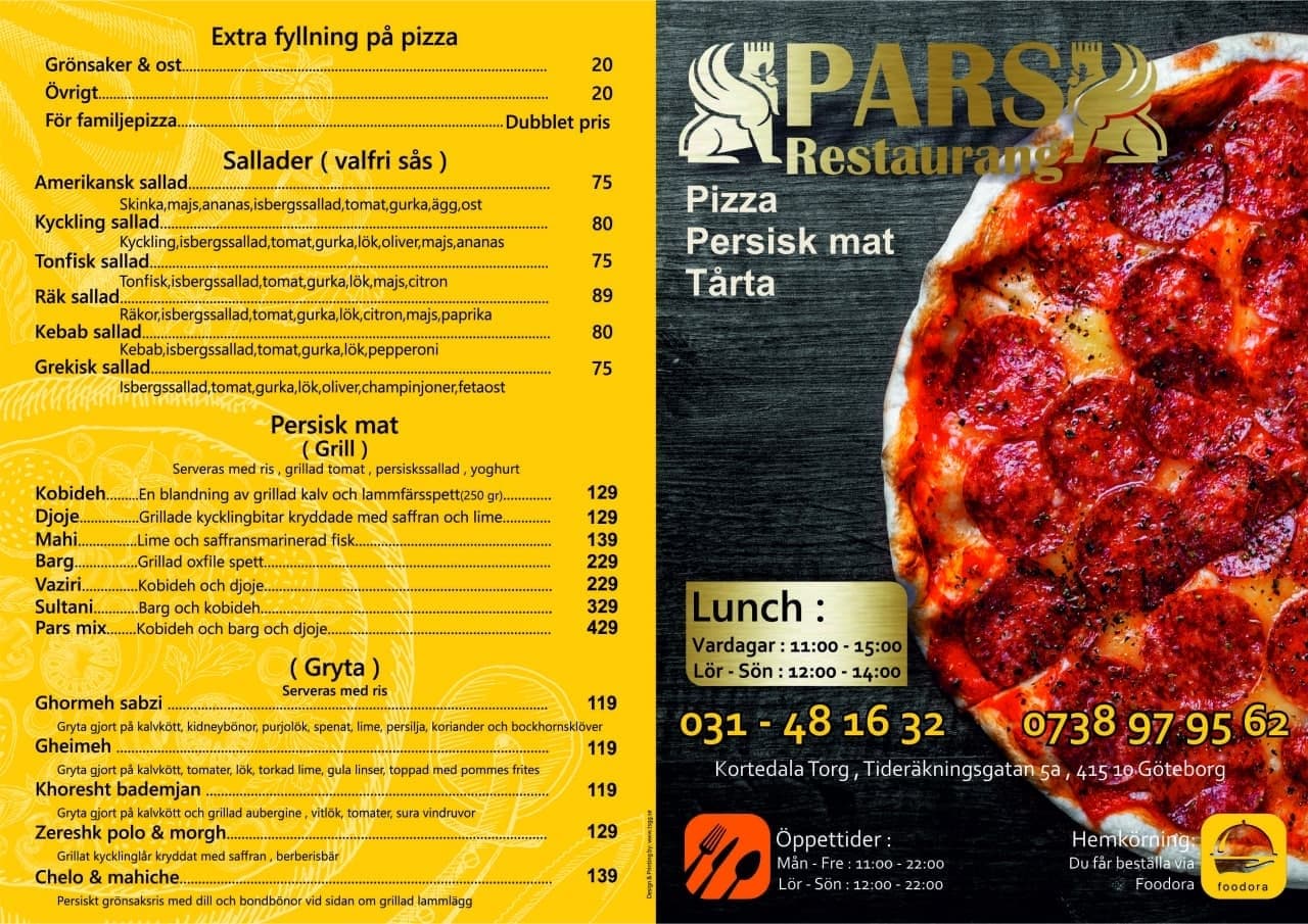 Pizza meny